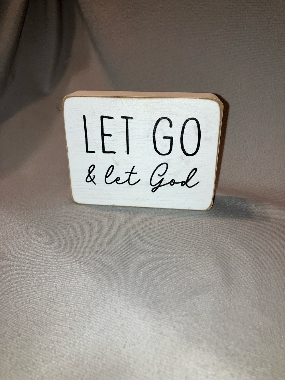 Hobby Lobby White and Black 'Let Go & Let God' Decorative Block Sign